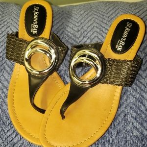 Black wedges With Silver Buckle Size 6